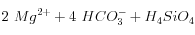 2\ Mg^{2+} + 4\ HCO_3^- + H_4SiO_4